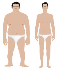 Fat and skinny man. vector