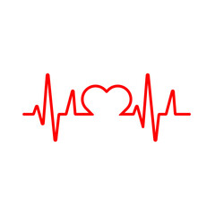 Heartbeat, medical line red isolated on white background EPS Vector