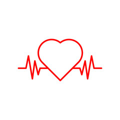 Heartbeat, medical line red isolated on white background EPS Vector
