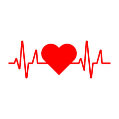 Heartbeat, medical line red isolated on white background EPS Vector