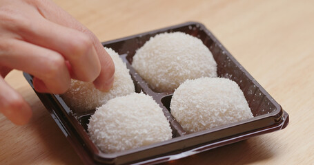 White mochi, traditional Chinese dessert