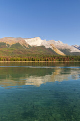 Maligne Lake on a Clear Autumn Day