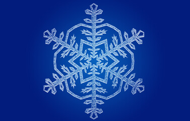icy crystal snowflakes on blue background