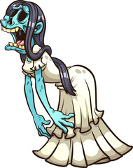 Naklejka premium La Llorona Mexican crying ghost. Vector clip art illustration with simple gradients. All on a single layer. 