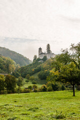 Arlesheim, Schloss Birseck, Burg, Weinberg, Landwirtschaft, Wald, Obstbäume, Ermitage, Herbstfarben, Wanderweg, Herbst, Baselland, Schweiz