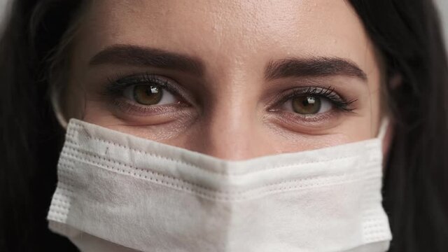 Portrait of a girl in a protective mask