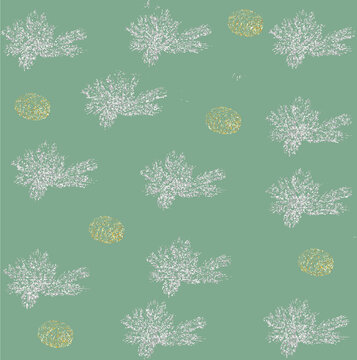 Gold and silver cone and pine branches with glitter 