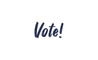 Vote! lettering text design. 2020 presidential campaign in the United States.