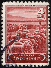 Republic of Turkey. Republic of Turkey postage stamp. Republic of Turkey historical stamp. A postage stamp printed in Republic of Turkey.