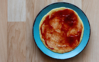 Pancakes with jam on a plate