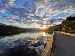 sunset over the lake