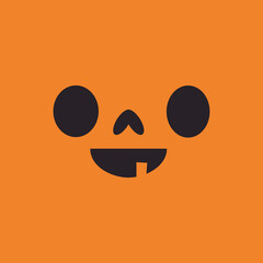 Halloween pumpkin face icon. Carved Jack-o-lantern cartoon illustration.