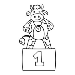 Coloring page with the winning bull