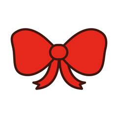 red gift bow ribbon decoration ornament line fill icon