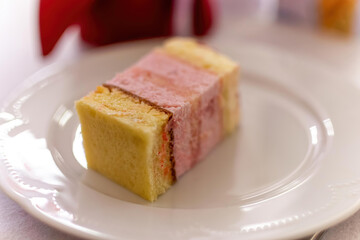 A piece of cake on a plate