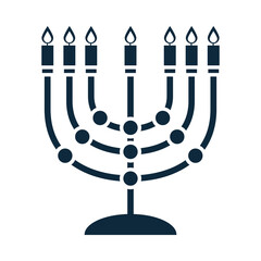 hanukkah, menorah and lights ceremony silhouette icon