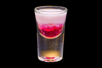 Red and white color shot glass