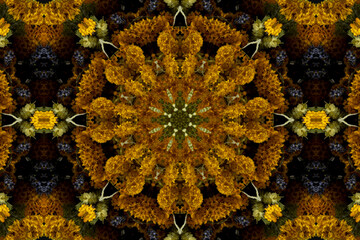 abstract colorful seamless pattern with floral motifs from flowers and leaves. High quality photo