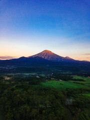 Sumbing Mountain with Rice Farm