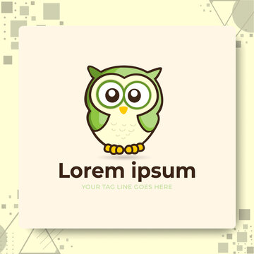 cute owl bird logo character for education and kids logo vector