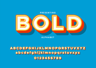 3d bold modern typeface, vibrant cool style effect, retro bold custom font alphabet template