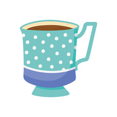 tea, teacup porcelain with dots decoration isolated design