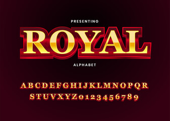 Set of Elegant Gold Metal Chrome Uppercase Alphabet Font. Typography classic style golden font set for logo, Poster, Invitation