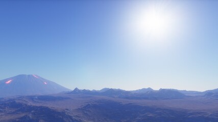 3d rendered Space Art: Alien Planet - A Fantasy Landscape with and stars