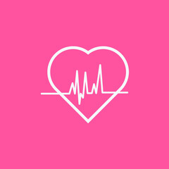 Art design, health medical heartbeat, pulse vector isolated on pink background, editable EPS Vector