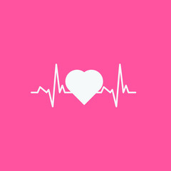 Art design, health medical heartbeat, pulse vector isolated on pink background, editable EPS Vector