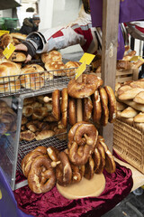 pretzel is baked pastry in a market in Bern, Switzerland