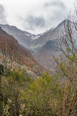 Vue sur la vallée du Biros en Ariège dans les Pyrénées