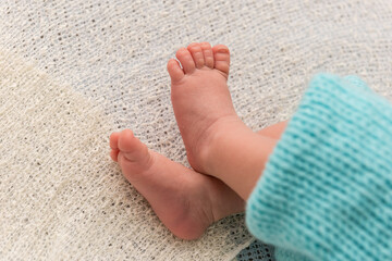 Closeup of a newborn baby feet