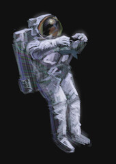 Beautiful illustration drawing sketch of an astronaut in space