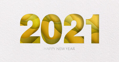 2021 New Year banner. Happy 2021new year card in paper style for your seasonal holidays flyers, greetings and invitations cards and christmas themed congratulations and banners. Vector illustration.
