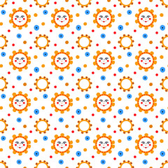 Seamless pattern with sun in folk style
