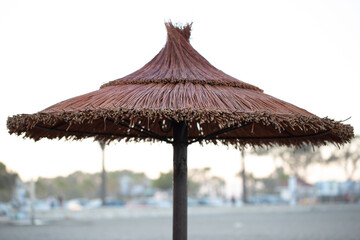 Straw umbrellas on the beach