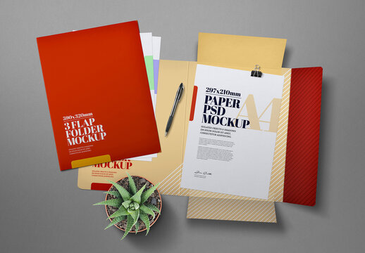 3 Flap Folder Mockup
