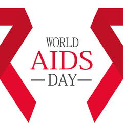 Fototapeta premium world aids day, red awareness ribbons and text card