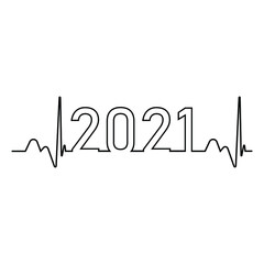 Happy New Year 2021, holiday, simple lettering typography, gift or invitational card, invitation on a white background EPS Vector 