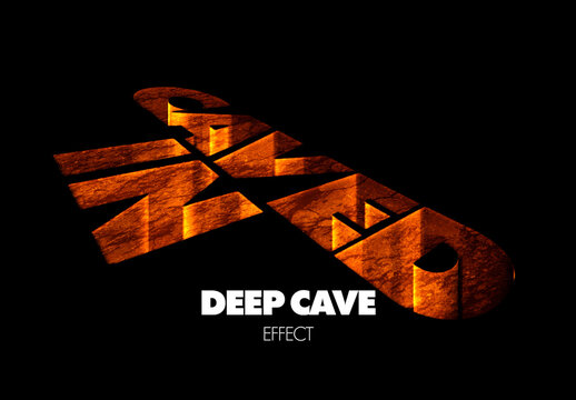 Deep Crevis or Cave Text Effect Mockup