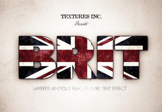 Vintage Flag Text Effect Mockup