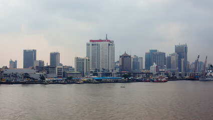 Obraz premium Panoramic view of Lagos, Nigeria view from the sea