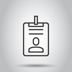 Id card icon in flat style. Identity tag vector illustration on white isolated background. Driver licence business concept.