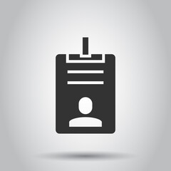 Id card icon in flat style. Identity tag vector illustration on white isolated background. Driver licence business concept.