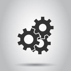 Gear vector icon in flat style. Cog wheel illustration on white isolated background. Gearwheel cogwheel business concept.