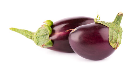 Eggplant isolated on white background. Fresh eggplant or aubergine vegetable.