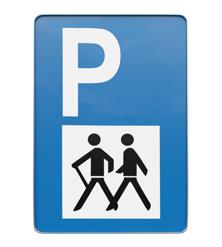 Deutsches Verkehrszeichen mit der Bedeutung Wandererparkplatz.