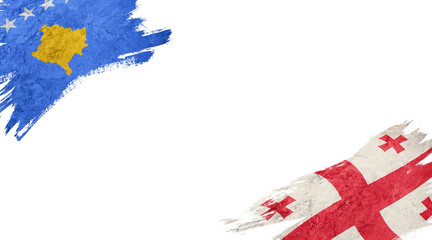 Flags of Kosovo and Georgia on white background