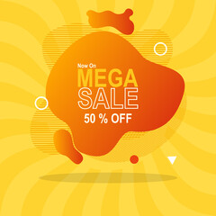 illustration of a background with orange gradient color for mega sale poster promotion